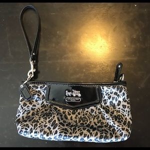 Coach Grey and Black leopard print Wristlet
